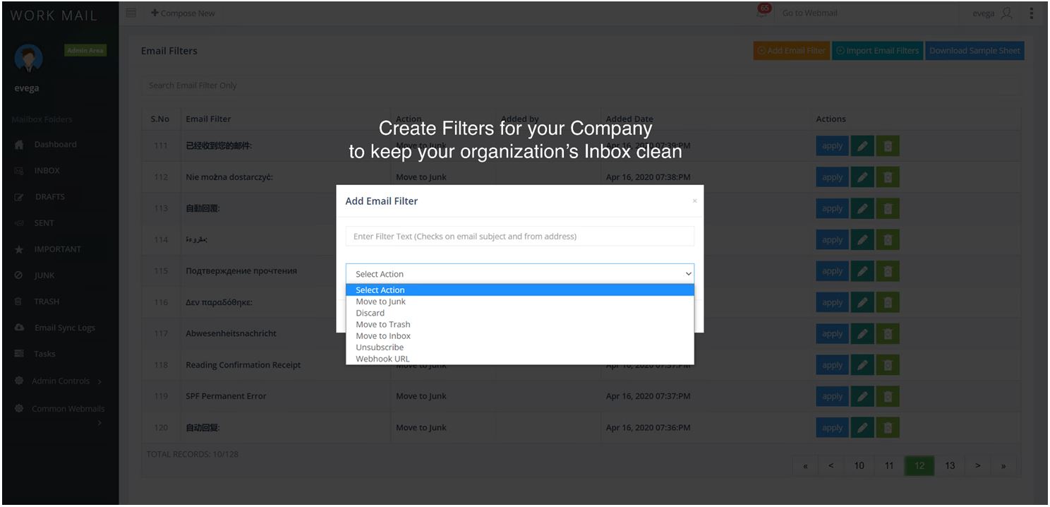 WorkMail-Filter Incoming Emails-Way2Mail